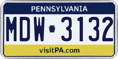 PA license plate MDW3132