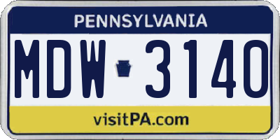 PA license plate MDW3140