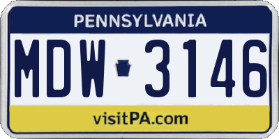 PA license plate MDW3146