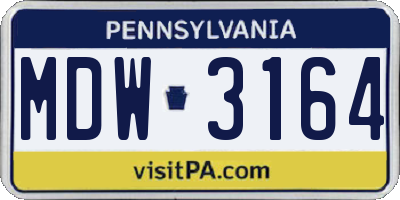 PA license plate MDW3164