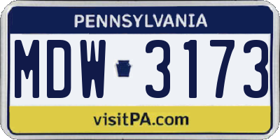 PA license plate MDW3173