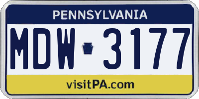PA license plate MDW3177