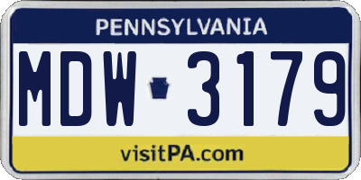 PA license plate MDW3179