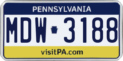 PA license plate MDW3188