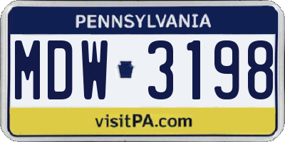 PA license plate MDW3198