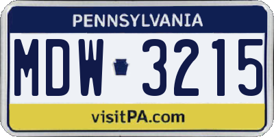 PA license plate MDW3215