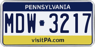 PA license plate MDW3217