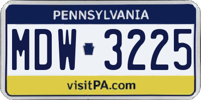 PA license plate MDW3225