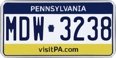 PA license plate MDW3238