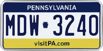 PA license plate MDW3240