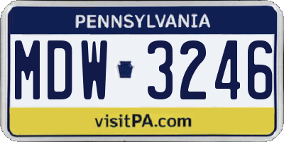PA license plate MDW3246