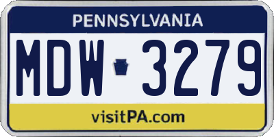 PA license plate MDW3279