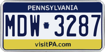 PA license plate MDW3287