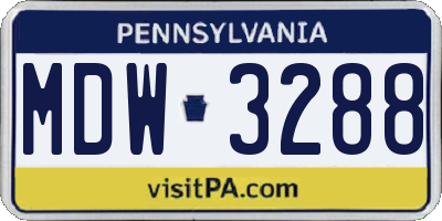 PA license plate MDW3288