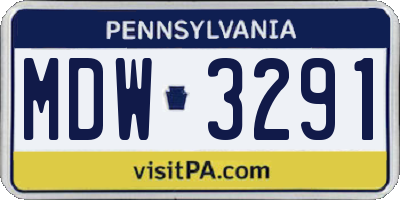 PA license plate MDW3291