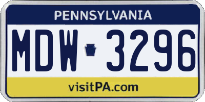 PA license plate MDW3296