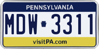 PA license plate MDW3311