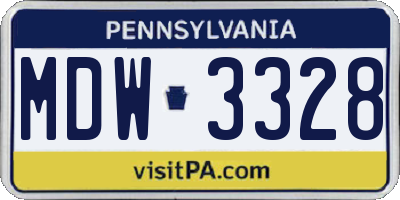 PA license plate MDW3328