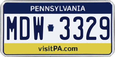 PA license plate MDW3329