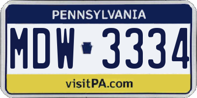 PA license plate MDW3334