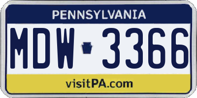 PA license plate MDW3366