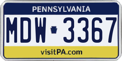 PA license plate MDW3367