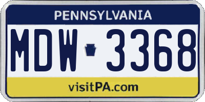 PA license plate MDW3368