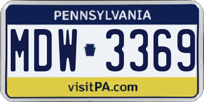 PA license plate MDW3369