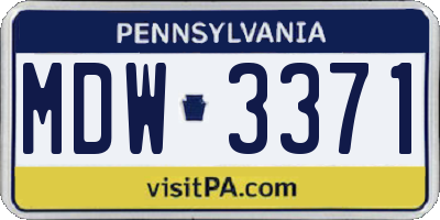 PA license plate MDW3371