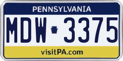 PA license plate MDW3375