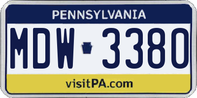 PA license plate MDW3380