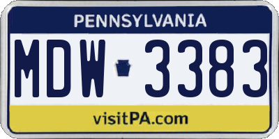 PA license plate MDW3383