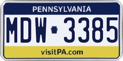 PA license plate MDW3385