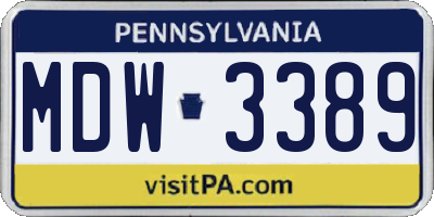PA license plate MDW3389