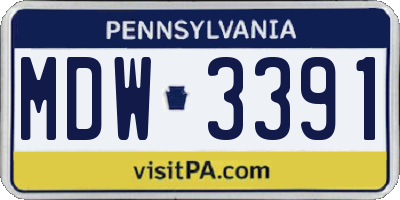 PA license plate MDW3391