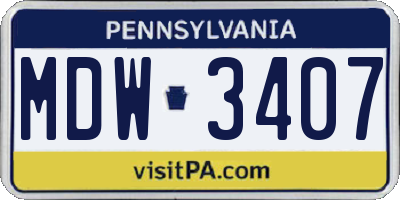PA license plate MDW3407
