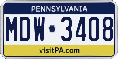 PA license plate MDW3408