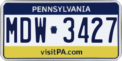 PA license plate MDW3427