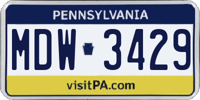 PA license plate MDW3429