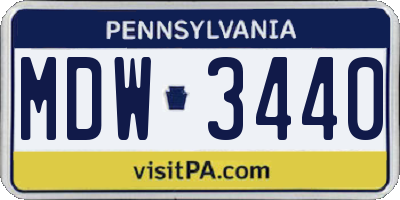 PA license plate MDW3440