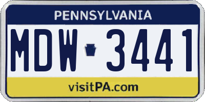 PA license plate MDW3441