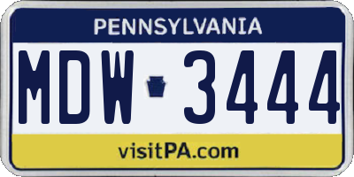 PA license plate MDW3444