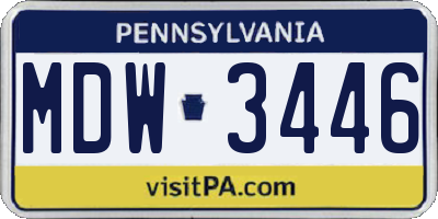 PA license plate MDW3446