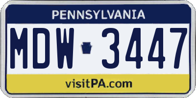 PA license plate MDW3447