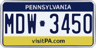 PA license plate MDW3450