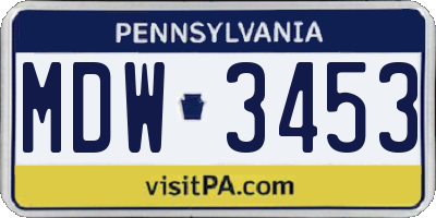 PA license plate MDW3453