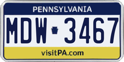 PA license plate MDW3467