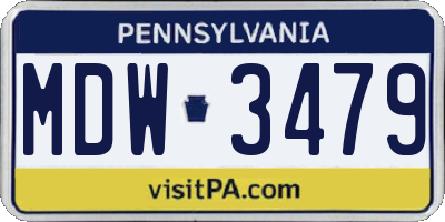 PA license plate MDW3479