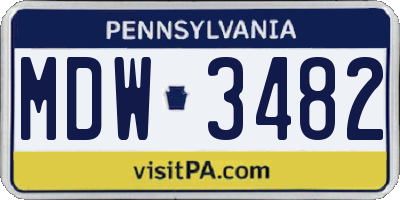 PA license plate MDW3482