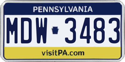 PA license plate MDW3483